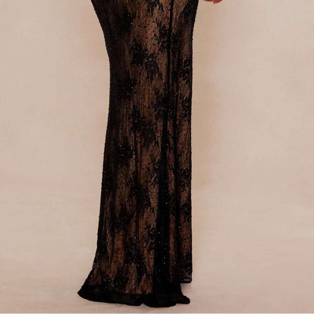 Embellished Black Lace Dress - Picture 4 of 13